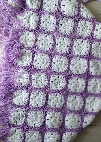 Kızlar için Mor Dantel Detaylı Bohem Ponço - Görsel 3