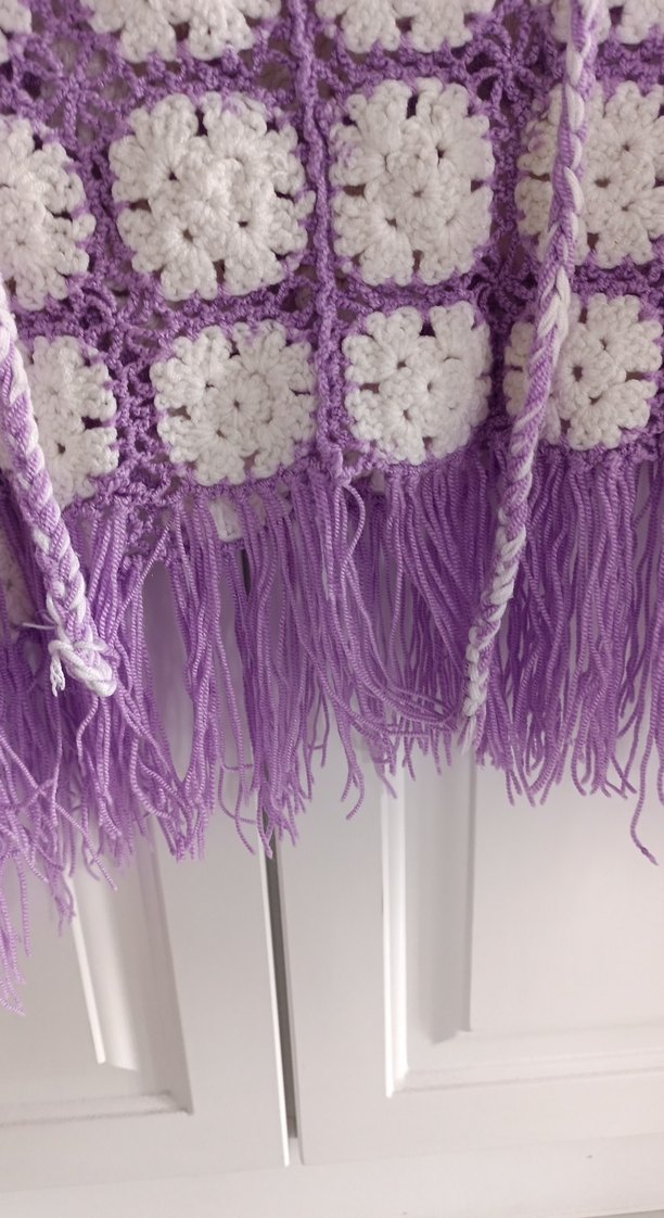 Kızlar için Mor Dantel Detaylı Bohem Ponço - Görsel 5