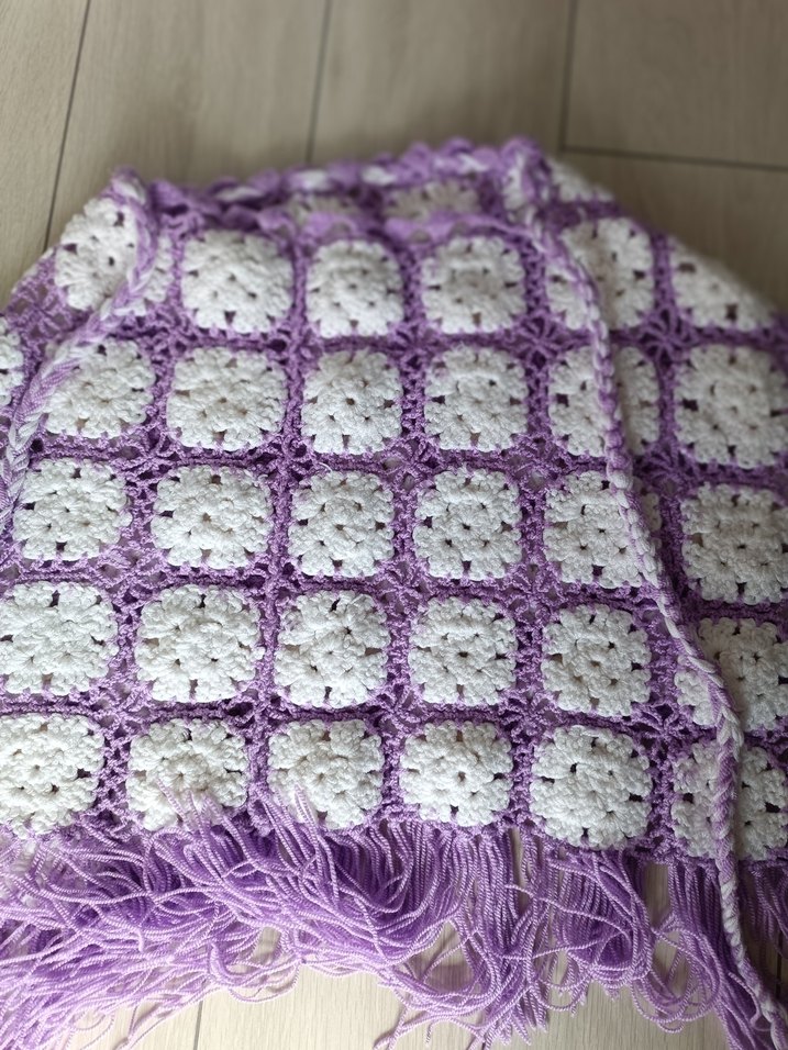 Kızlar için Mor Dantel Detaylı Bohem Ponço - Görsel 2