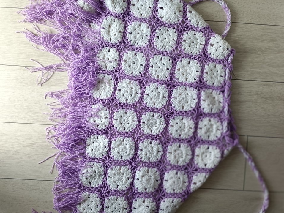 Kızlar için Mor Dantel Detaylı Bohem Ponço - Görsel 3