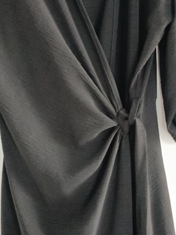 Siyah Midi Parçalı Kadın Elbise - Görsel 4