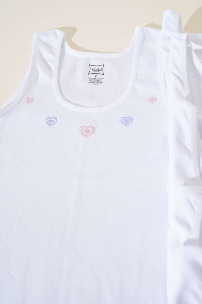 Kız Çocuk Beyaz Atlet 6'lı Paket TUTKU - Görsel 3