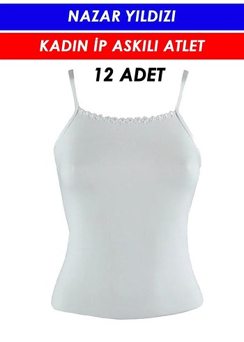 12'li Beyaz Kadın İp Askılı Atlet