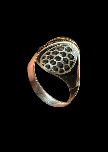 925 AYAR GÜMÜŞ ORJİNAL KAYA DAMLA KEHRİBAR YÜZÜK - Görsel 2