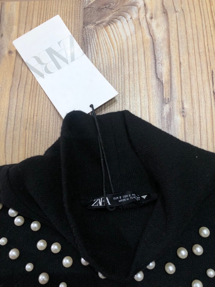 Zara  Siyah Triko Uzun Kollu Elbise - Görsel 5
