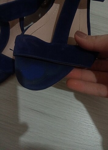 37 Beden mavi Renk Mavi renk kadife topuklu ayakkabı 