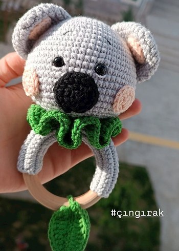 Gri Amigurumi Koala Çıngırak/ Diş kaşıyıcı - Görsel 6