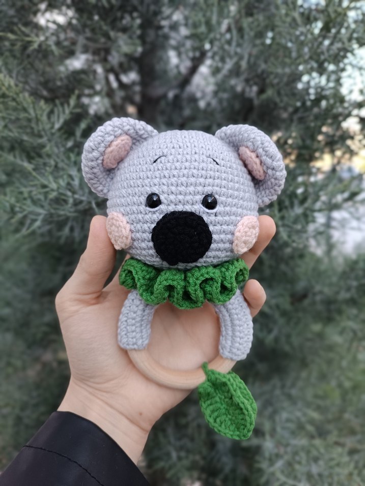 Gri Amigurumi Koala Çıngırak/ Diş kaşıyıcı - Görsel 2