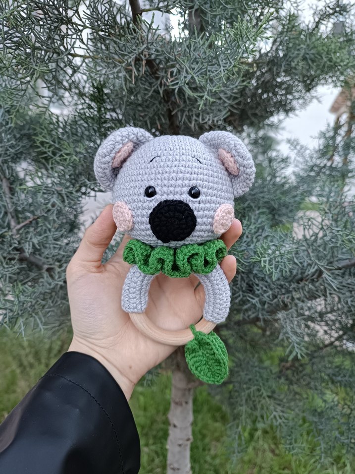 Gri Amigurumi Koala Çıngırak/ Diş kaşıyıcı - Görsel 3