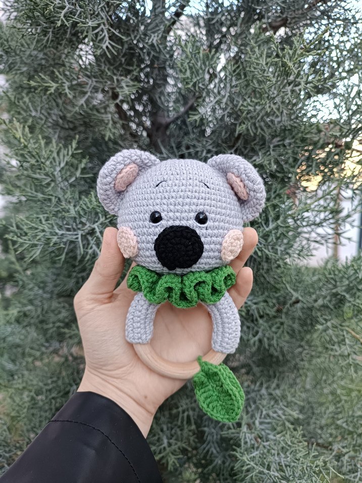Gri Amigurumi Koala Çıngırak/ Diş kaşıyıcı - Görsel 5