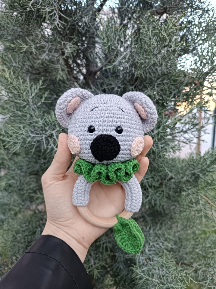 Gri Amigurumi Koala Çıngırak/ Diş kaşıyıcı - Görsel 4