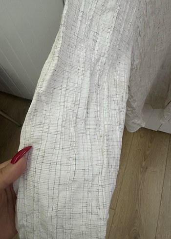 s Beden beyaz Renk Bej Keten Kadın Uzun Kollu Gömlek