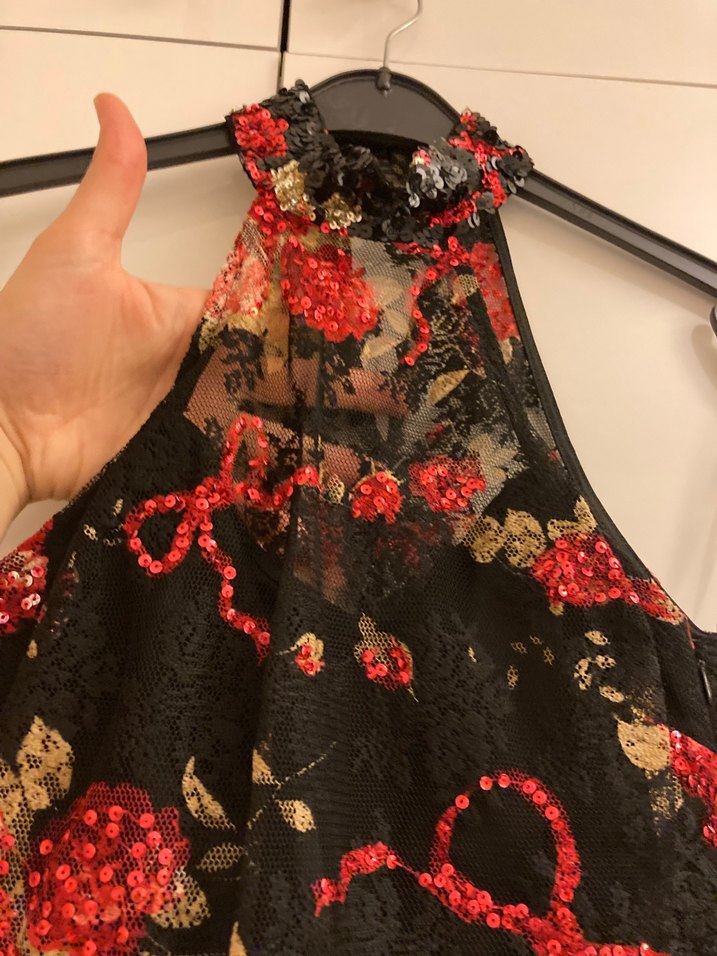 Pullu tüllü kısa Elbise - Görsel 2