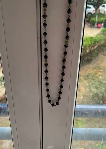 Beden siyah Renk Uzun Siyah Yılan Desenli Zincir Detaylı Gotik Kolye