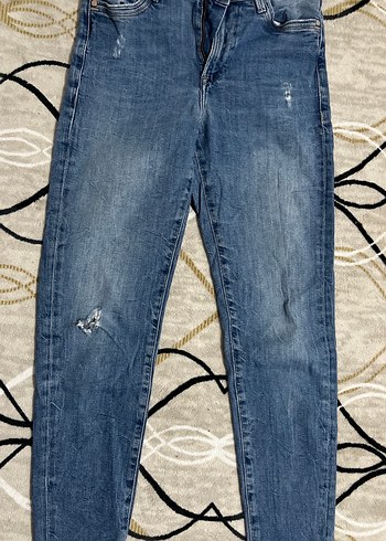 Kadın Mavi Denim Bol Kesim Günlük Kot Pantolon - Görsel 4