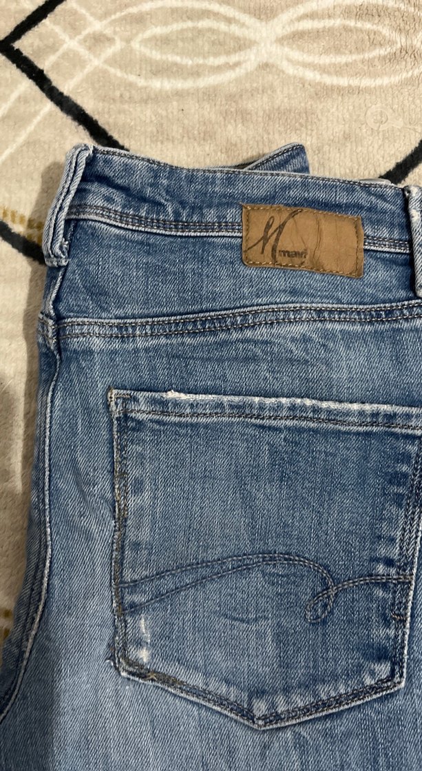 Kadın Mavi Denim Bol Kesim Günlük Kot Pantolon - Görsel 3