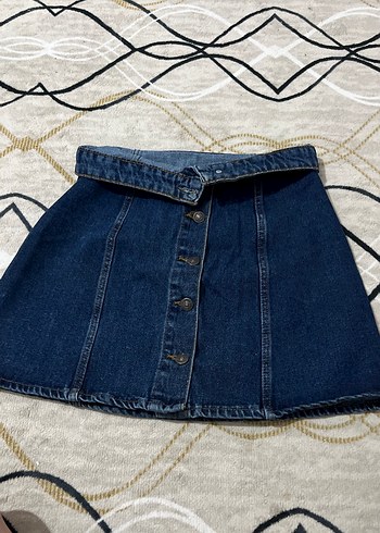 Düğmeli Lacivert Midi Denim Etek - Görsel 4