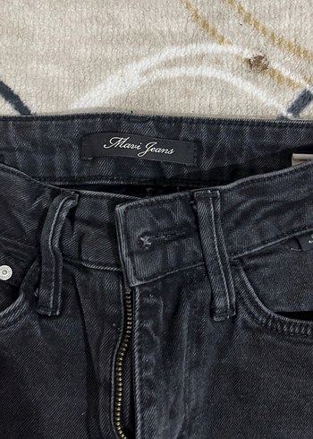 Siyah Kadın Loose Fit Midi Denim Jean - Görsel 2