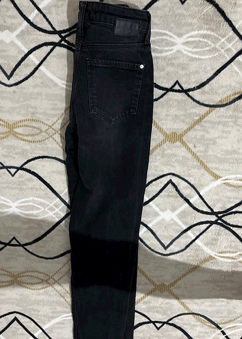 Siyah Kadın Loose Fit Midi Denim Jean - Görsel 3