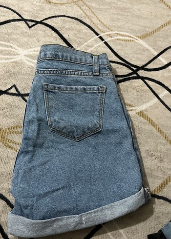 Kadın Gri Mavi Mini Denim Şort - Görsel 5