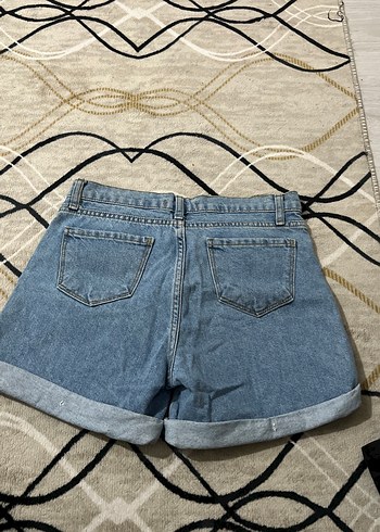 Kadın Gri Mavi Mini Denim Şort - Görsel 6