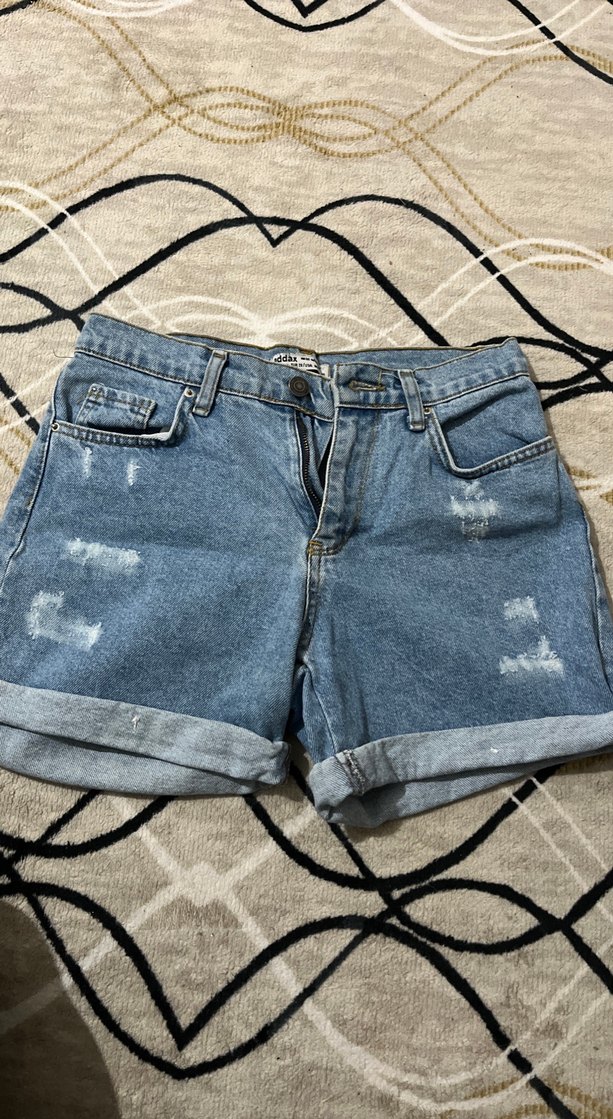 Kadın Gri Mavi Mini Denim Şort - Görsel 2