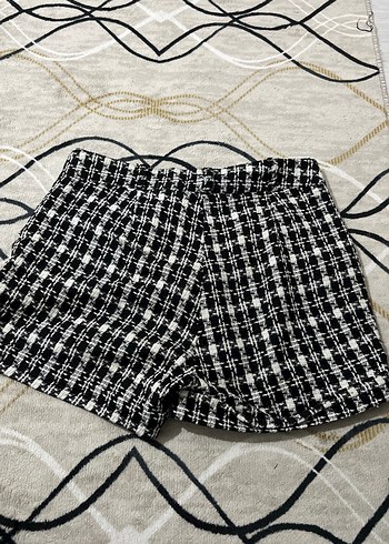 Kadın Ekose Örgü Mini Etek Siyah Beyaz - Görsel 3