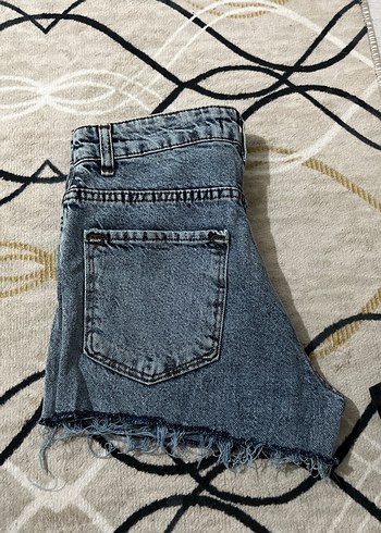 Payet Detaylı Gri Mavi Kadın Kot Şort - Görsel 3