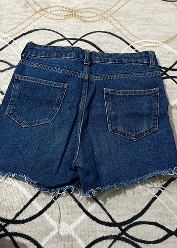 Kadın Mavi Mini Denim Şort - Görsel 3