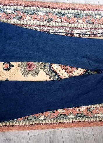 26 Beden lacivert Renk koton vintage ispanyol nakış pantolon 