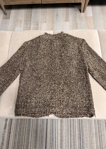 Kahverengi Gold Düğme Detaylı Tüvit Püsküllü Ceket  - Görsel 6