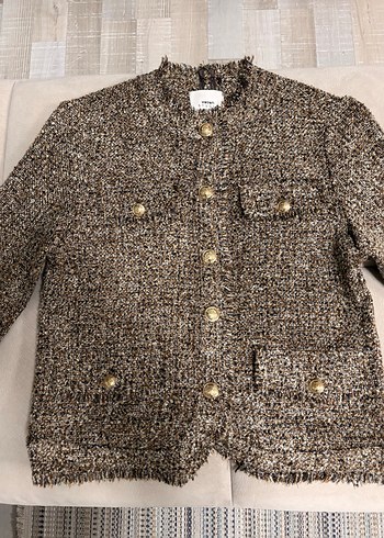 Kahverengi Gold Düğme Detaylı Tüvit Püsküllü Ceket  - Görsel 7