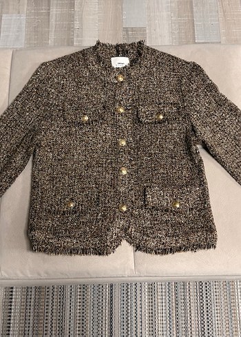 Kahverengi Gold Düğme Detaylı Tüvit Püsküllü Ceket  - Görsel 4