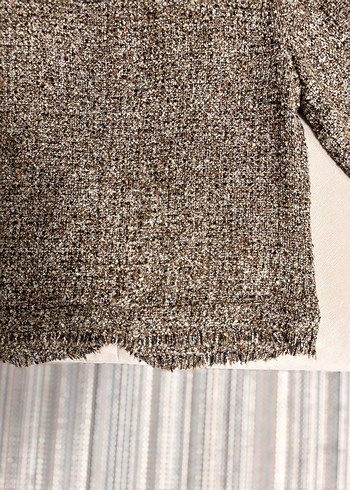 Kahverengi Gold Düğme Detaylı Tüvit Püsküllü Ceket  - Görsel 10