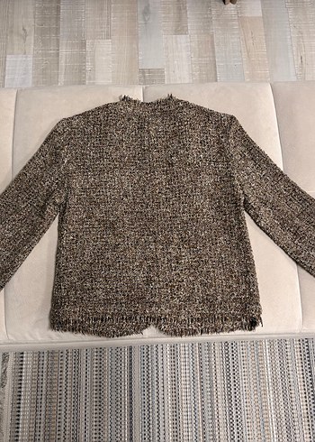 Kahverengi Gold Düğme Detaylı Tüvit Püsküllü Ceket  - Görsel 5