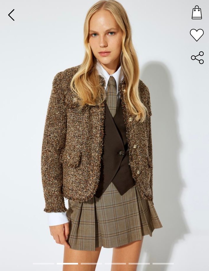 Kahverengi Gold Düğme Detaylı Tüvit Püsküllü Ceket  - Görsel 2