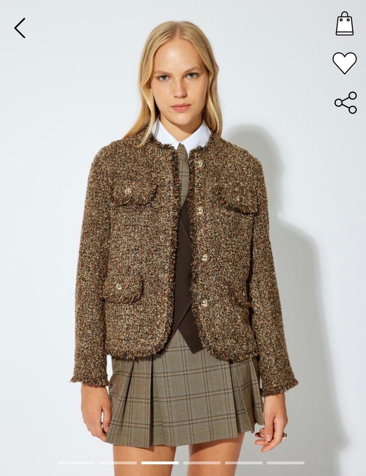 Kahverengi Gold Düğme Detaylı Tüvit Püsküllü Ceket  - Görsel 3