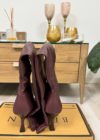 İpekyol Bordo (Burgundy) Suni Deri Topuklu Çizme - Görsel 6