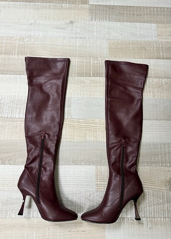İpekyol Bordo (Burgundy) Suni Deri Topuklu Çizme - Görsel 4