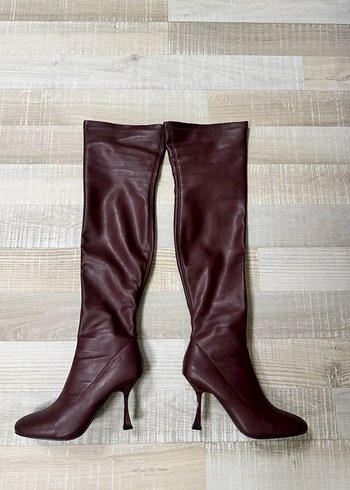 İpekyol Bordo (Burgundy) Suni Deri Topuklu Çizme - Görsel 3