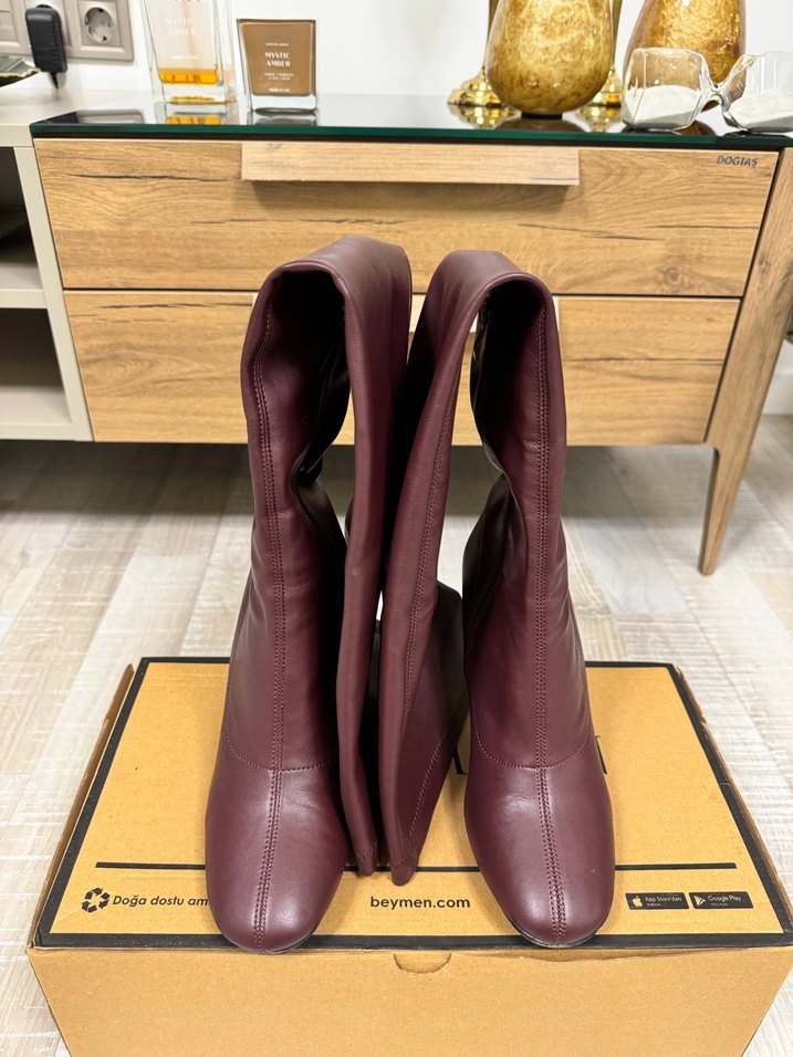 İpekyol Bordo (Burgundy) Suni Deri Topuklu Çizme - Görsel 2