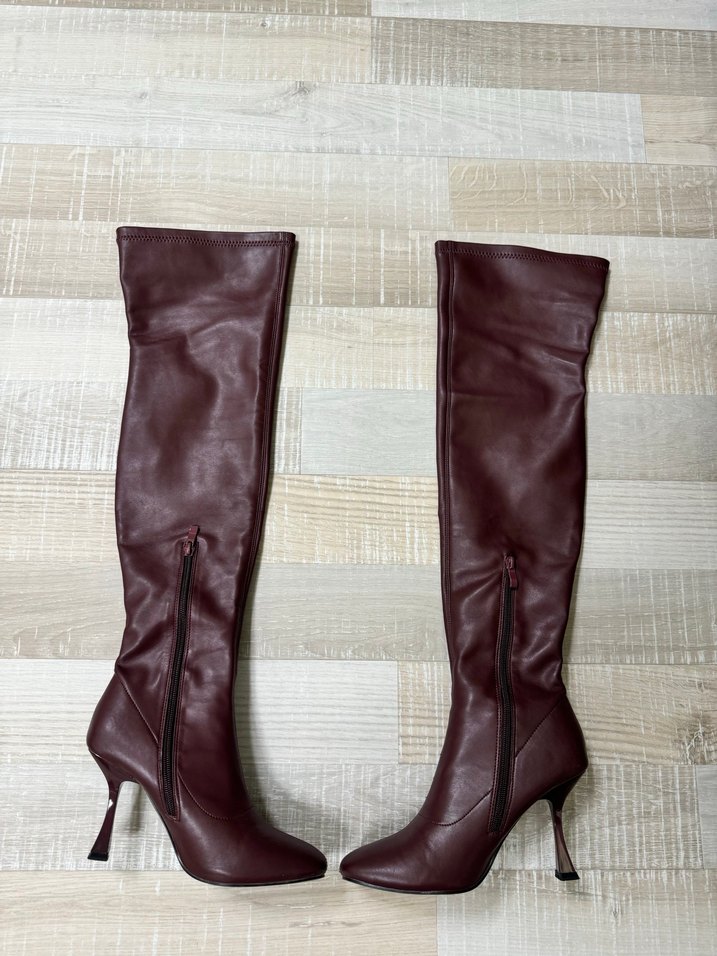 İpekyol Bordo (Burgundy) Suni Deri Topuklu Çizme - Görsel 4