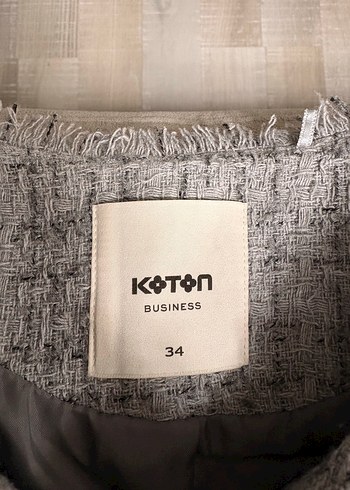 İnci Grisi Düğme Detaylı Vatkalı Tüvit Ceket  - Görsel 7