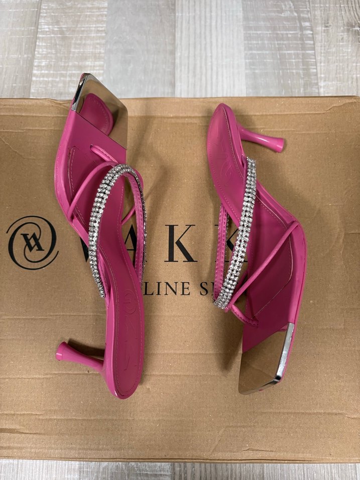 Mango Pembe Taşlı İnce Topuklu Sandalet  - Görsel 5