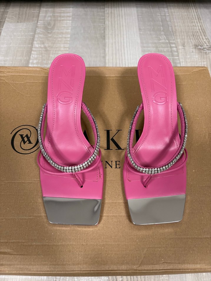 Mango Pembe Taşlı İnce Topuklu Sandalet  - Görsel 2