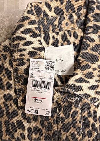 Mango Kahverengi Leopar Desenli Denim Ceket - Görsel 8