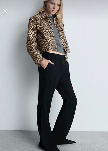 Mango Kahverengi Leopar Desenli Denim Ceket - Görsel 2