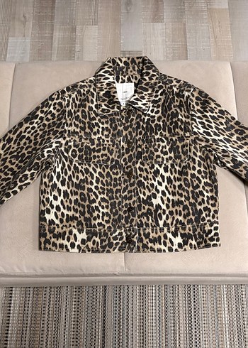 Mango Kahverengi Leopar Desenli Denim Ceket - Görsel 4