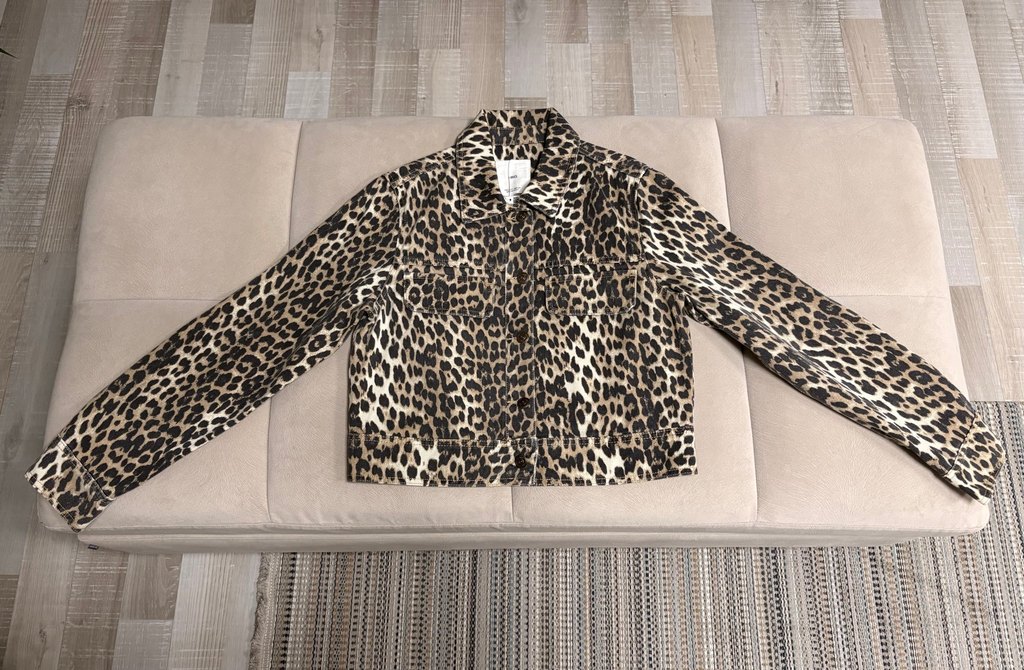Mango Kahverengi Leopar Desenli Denim Ceket - Görsel 4