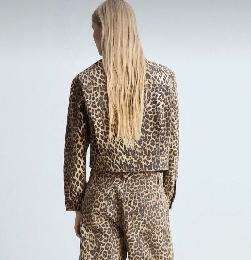Mango Kahverengi Leopar Desenli Denim Ceket - Görsel 3